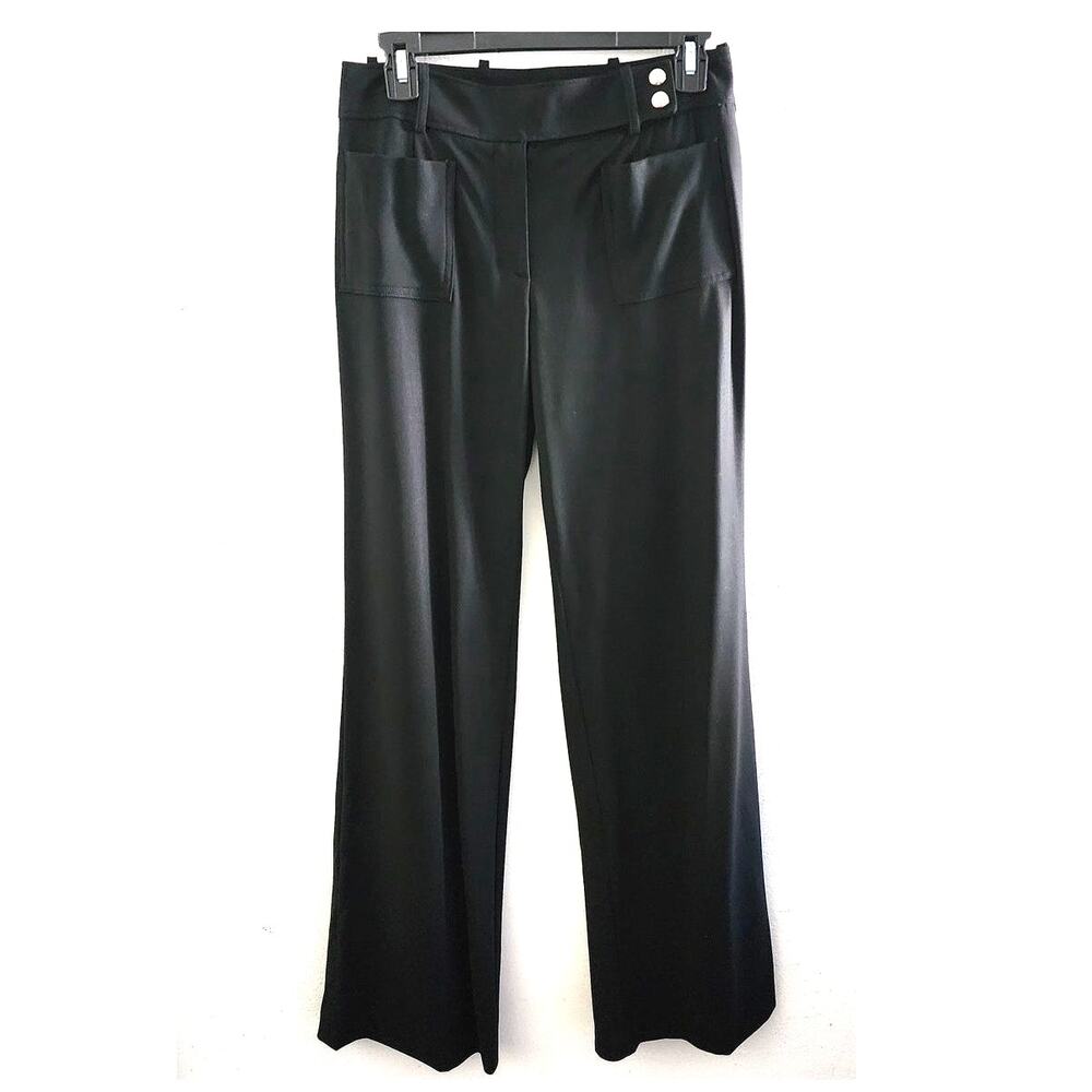 Celine Wool Blend Front Patch Pocket Flare Leg Pants Trousers Black 36 / 4